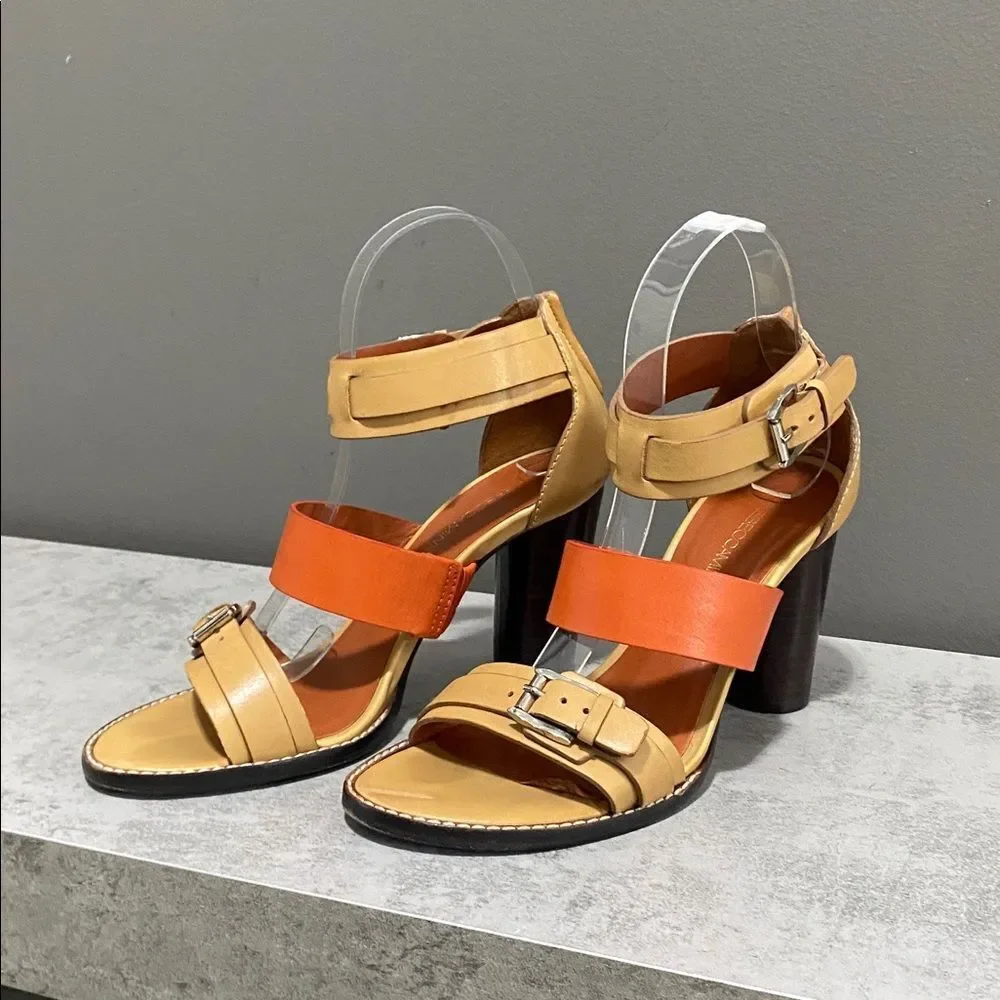 Rebecca Minkoff Double Strap Block Heel Open Toe Sandals/Heels Size 7